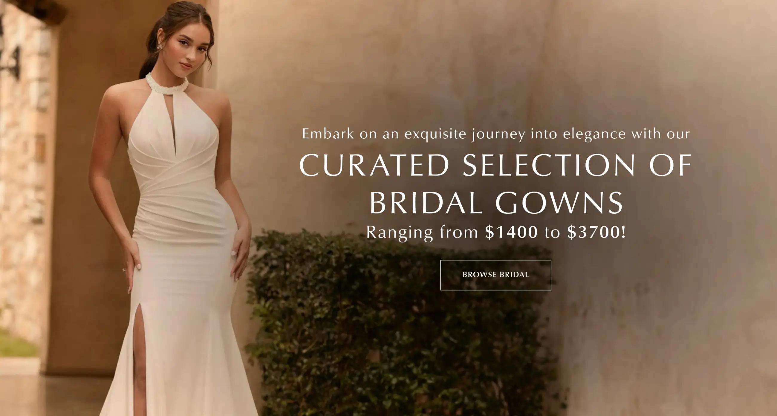 Desktop Curated Selection of Bridal Gowns Banner